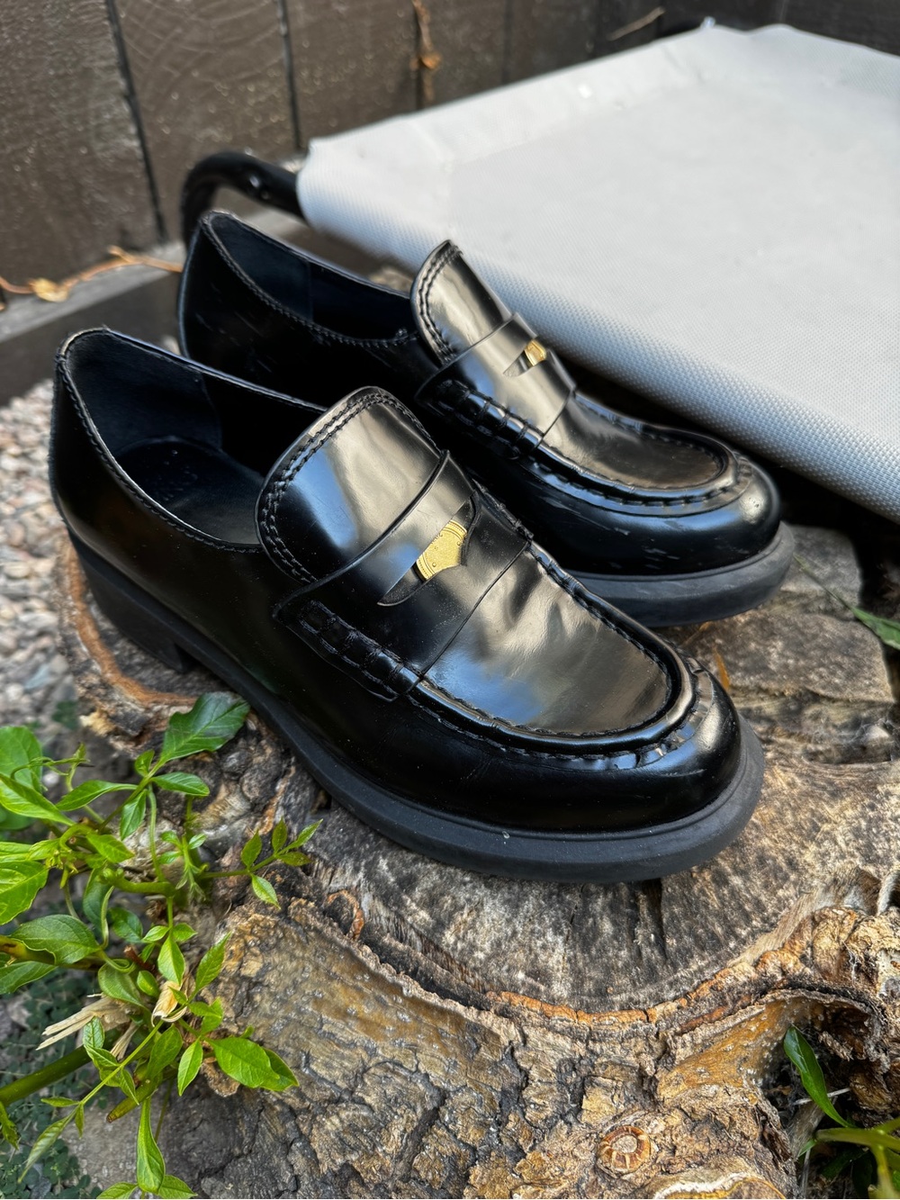Mango Penny Loafers with Gold Medallions